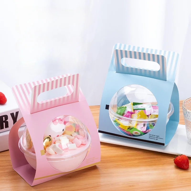 5/10 قطعة كرات صندوق الحلوى الشفافة مع غطاء ورقي محمول علب هدايا الشوكولاتة البلاستيكية للأطفال حفلة عيد ميلاد الطفل دش ديكور