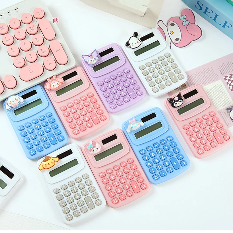 Sanrio Cartoon Mini Calculator Portable Mymelody Kuromi Cinnamoroll Pachacco Student Office Small Calculator Learning Stationery