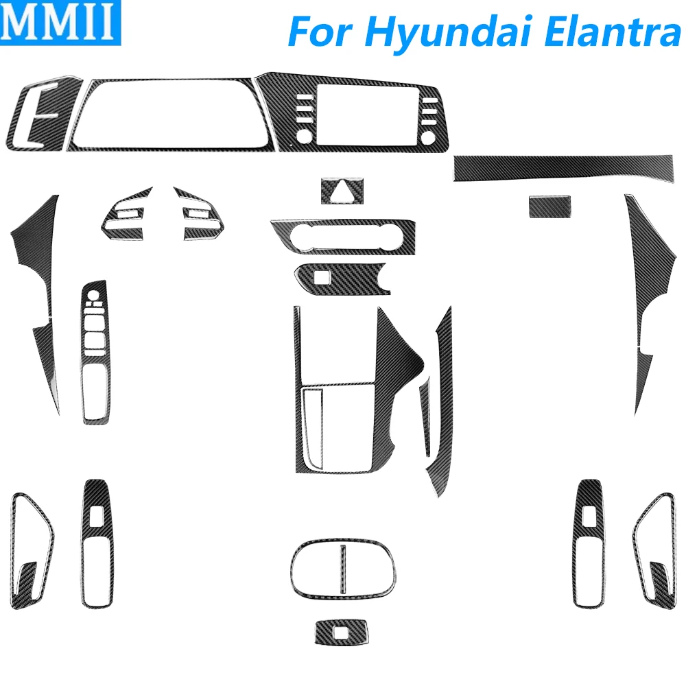 para-hyundai-elantra-cn7-2021-2026-conjunto-de-adesivos-de-acessorios-automotivos-em-fibra-de-carbono-para-console-central-alavanca-de-cambio-painel-de-cd-ac-e-botoes-de-vidro-eletrico