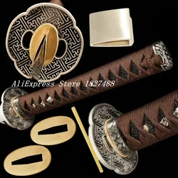 26CM*Katana Tsuka Handle Hilt Alloy Tsuba Handguard Fuchi Kashira Menuki Habaki Seppa For Real Japanese Samurai Sword Fittings