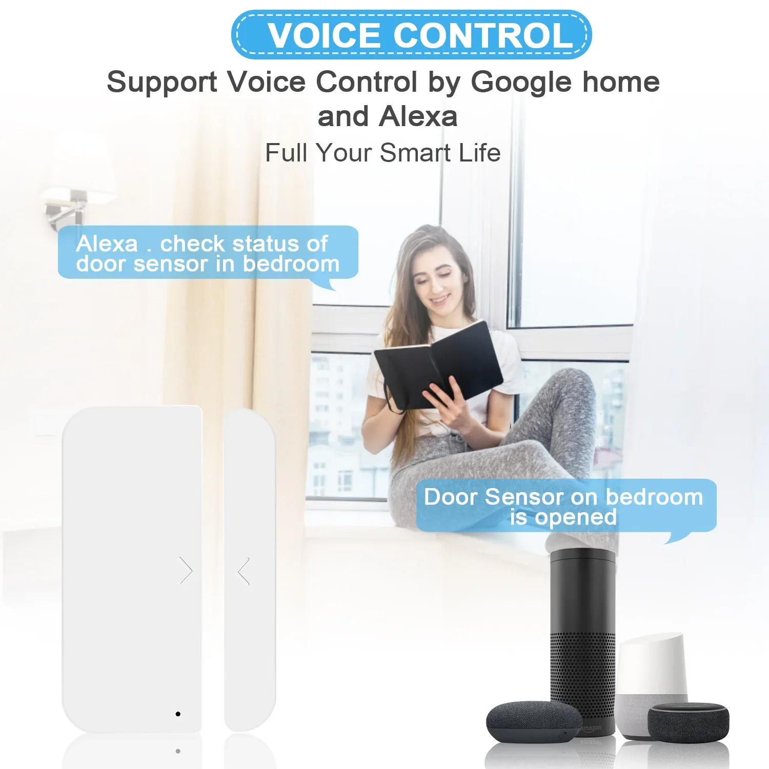Sensore porta CoRui Tuya sensore finestra WiFi intelligente rilevatore di allarme magnetico sensore magnetico indipendente funziona con Alexa Google Home