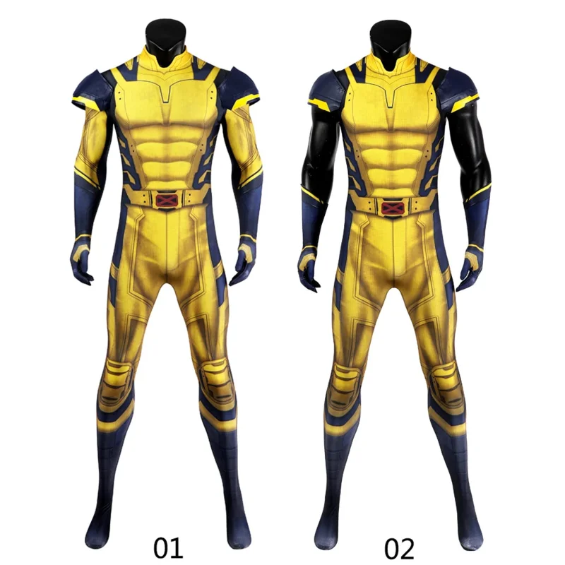 Disfraz de cosplay de Lobezno para hombre, Mono de James Howlett, conjunto de armadura de hombro, mono zentai con estampado 3D, traje de superhéroe para Halloween