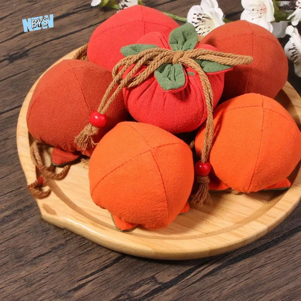 

Coin Purse Persimmon Blessing Bag Hanfu Decoration Lucky Pouch Chinese Style Sachet Cotton Linen Small Item Bag Jewelry Bags