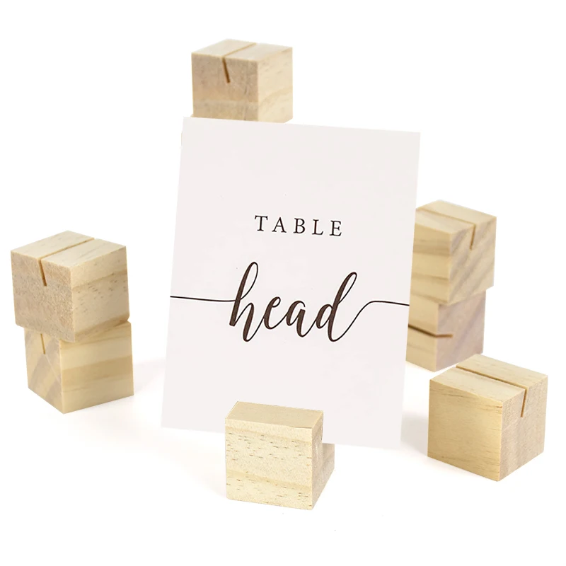 10pcs 3cm Natural Wooden Place Card Holders Stand Picture Photo Clip Holder Rustic Wedding Decoration Wooden Table Number Stands