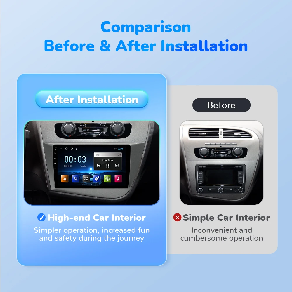 AI Voice Control Android 12 Wireless Carplay Car Radio Multimedia For Seat Leon MK2 2005-2012 2Din GPS DSP IPS 4G WIFI Autoradio