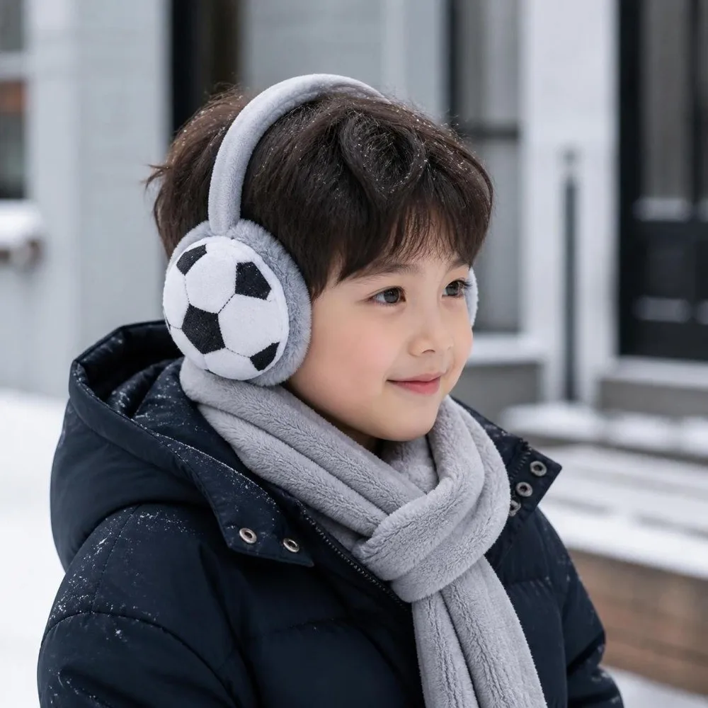 Creative Thickened Football Kids Earmuffs Anti-Freeze Cold-proof Winter Ear Warmer Keep Warm Soft Ear Protection Earmuff Kids