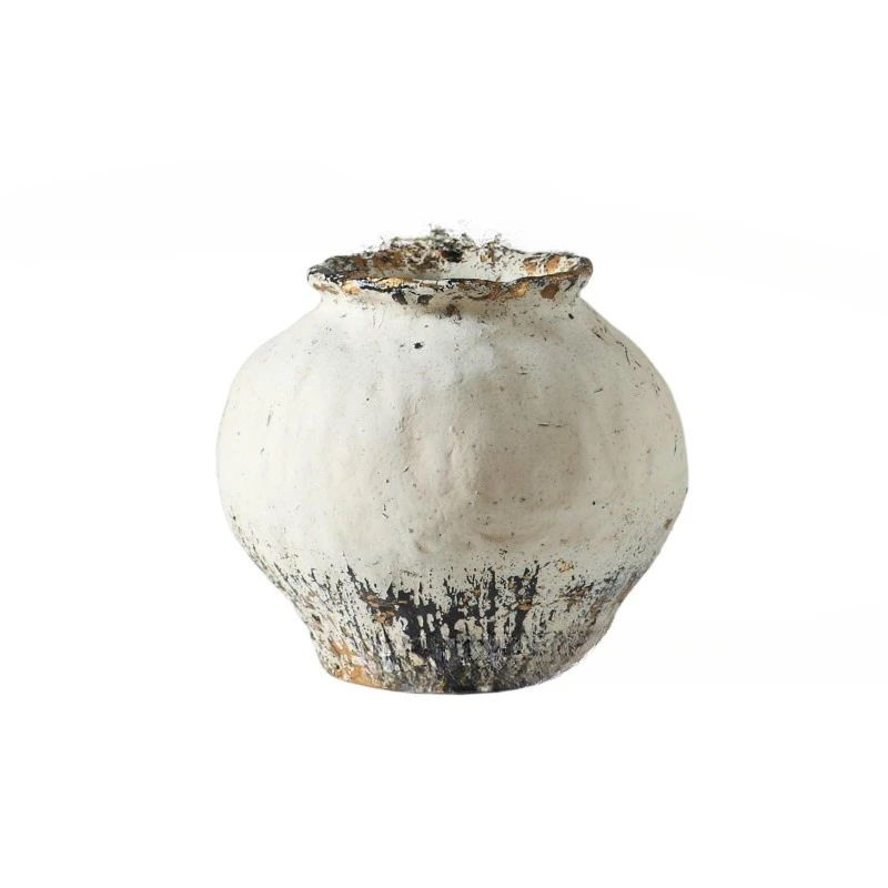 New Chinese flower arrangement ornament, retro white wabi-sabi dried flower Zen flower pot, B & B hotel decorative vase
