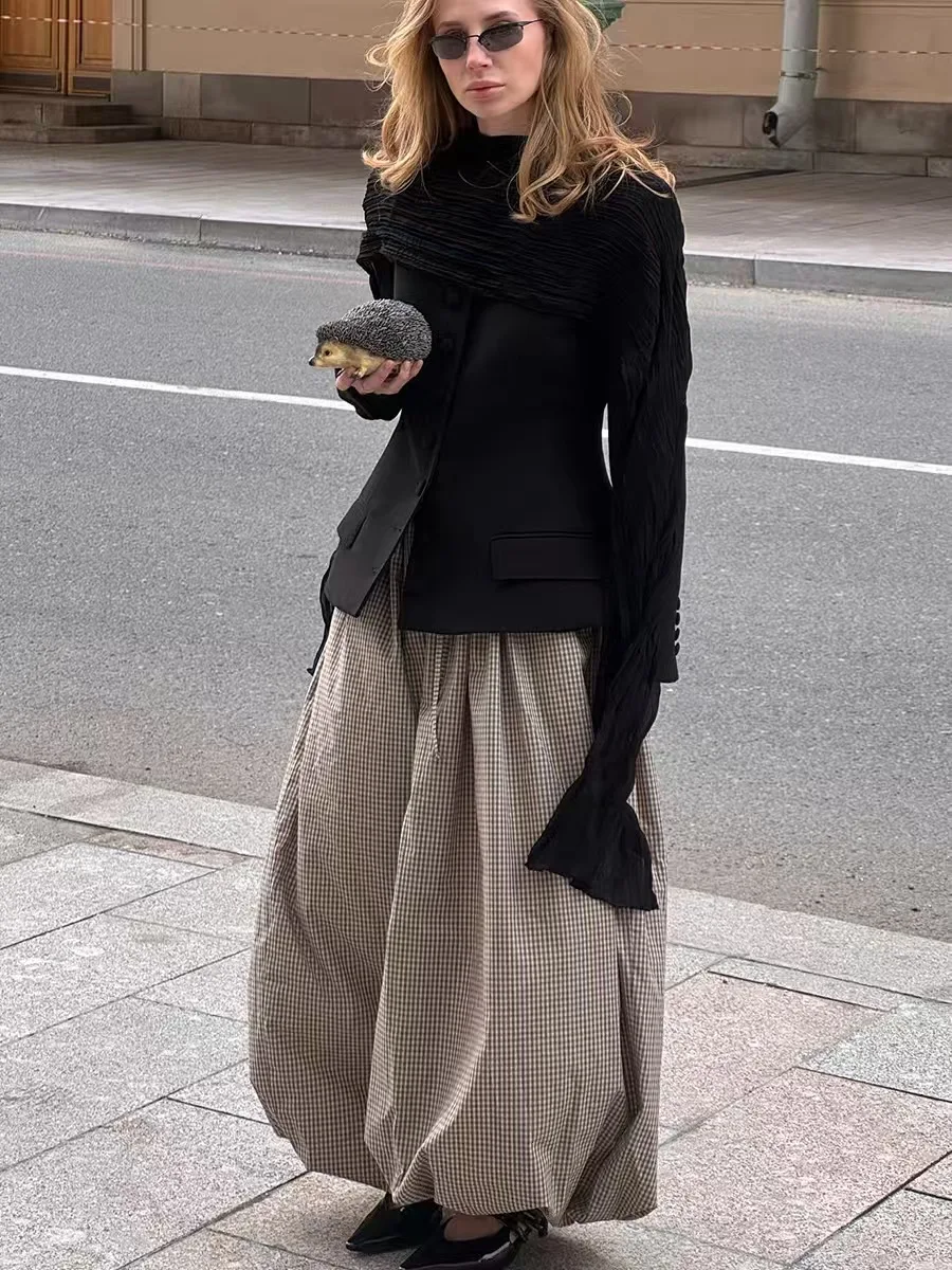 Faionable Cheed واسعة الساق السراويل فضفاضة عارضة السراويل عالية الخصر مزيج القطن السيدات الخريف الشتاء Faion الاتجاه #2