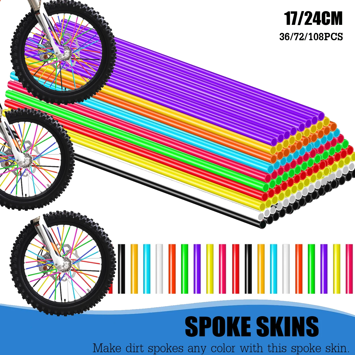 

Motorcycle 108/72/36Pcs Wheel Rim Spoke Wrap Kit Skin Cover For Motocross Dirt Pit Bike