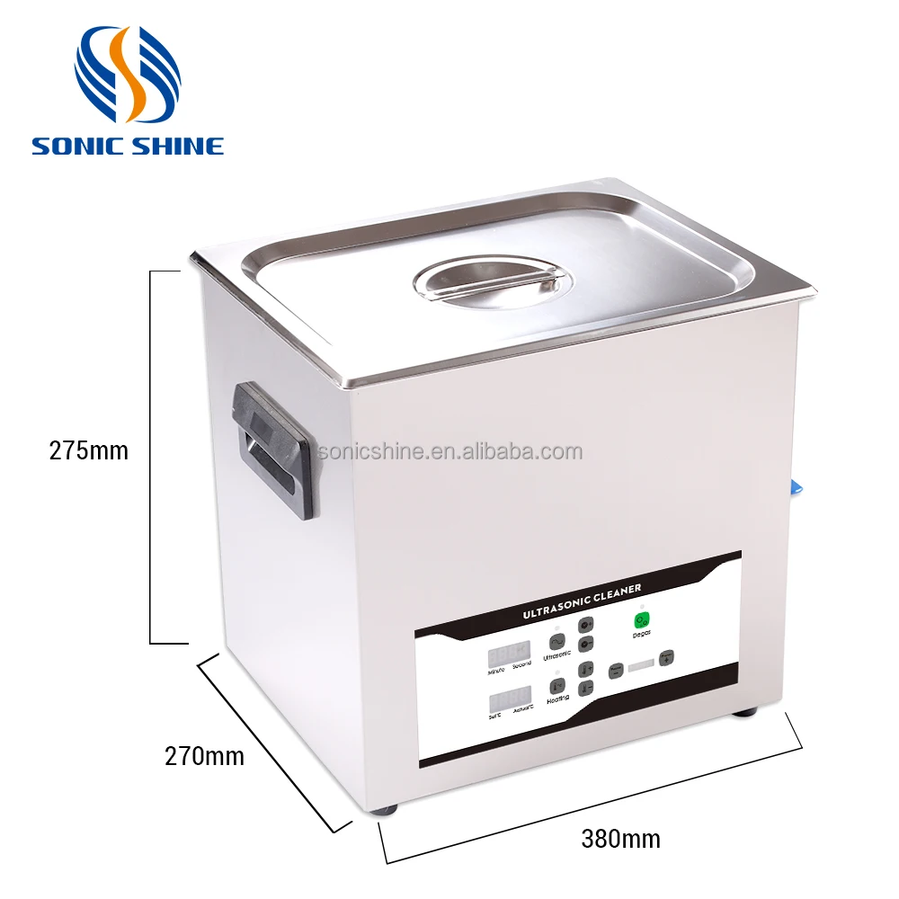 New Adjustable Power Digital 40KHz Tabletop Cleaner Burn-Off Heater Timer Degas 10L Capacity Small Home Professional