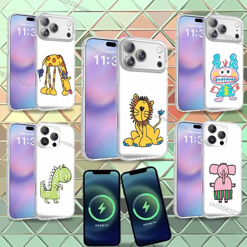 

Cute Animal Phone Case For iPhone 16,14,11,17,13,15,12,Air,Plus,Pro,Max,E,Mini Frosted for MagSafe Magnetic