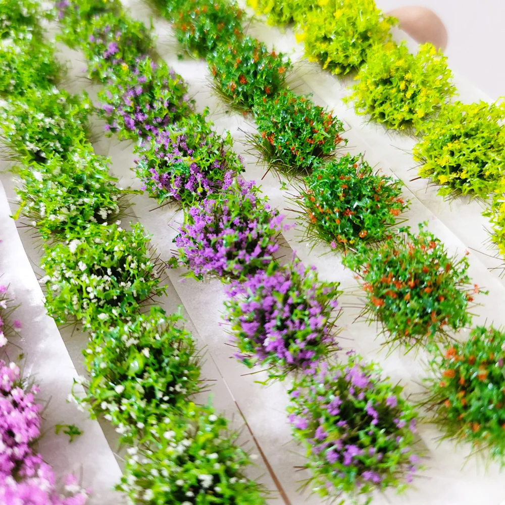 Mixed Colors Grass Cluster Ornaments Model Materials Micro Landscape Scene Decorative Kits Diorama Accessories 49pcs/box