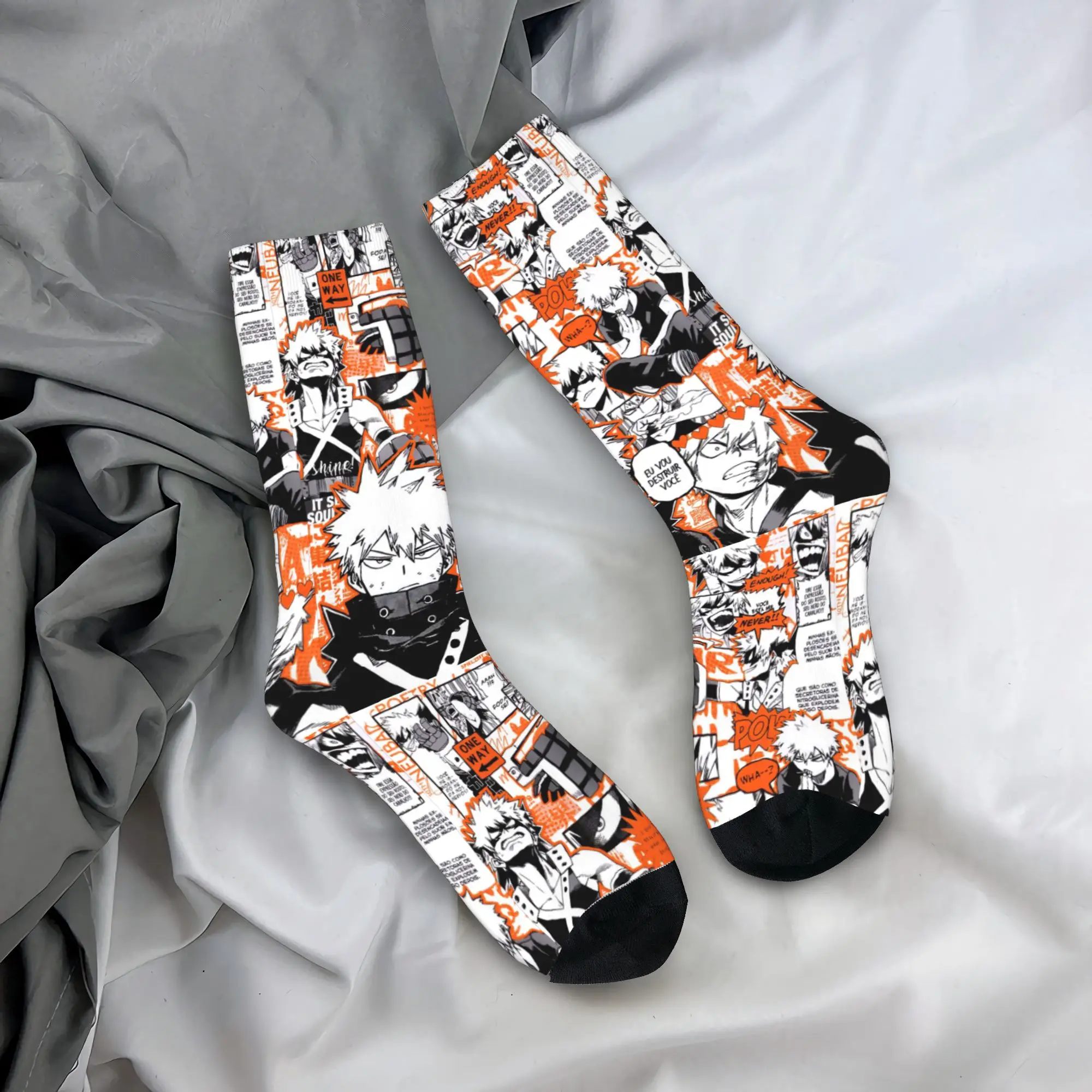 

Custom My Hero Academias Men Women Crew Socks Unisex Novelty 3D Print Dress Socks