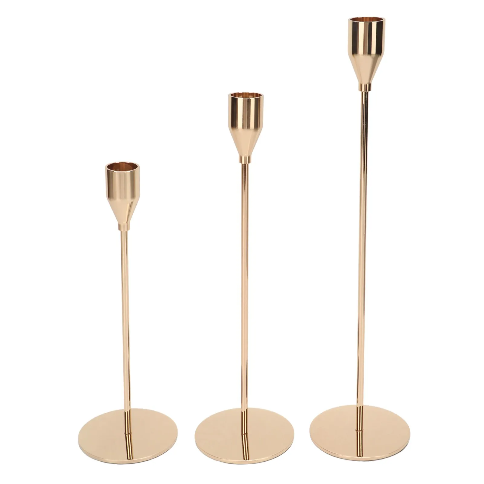 

European Style Metal Candle Holder Retro Exquisite High Gloss Gold Candlestick Holders For Home Table Decoration