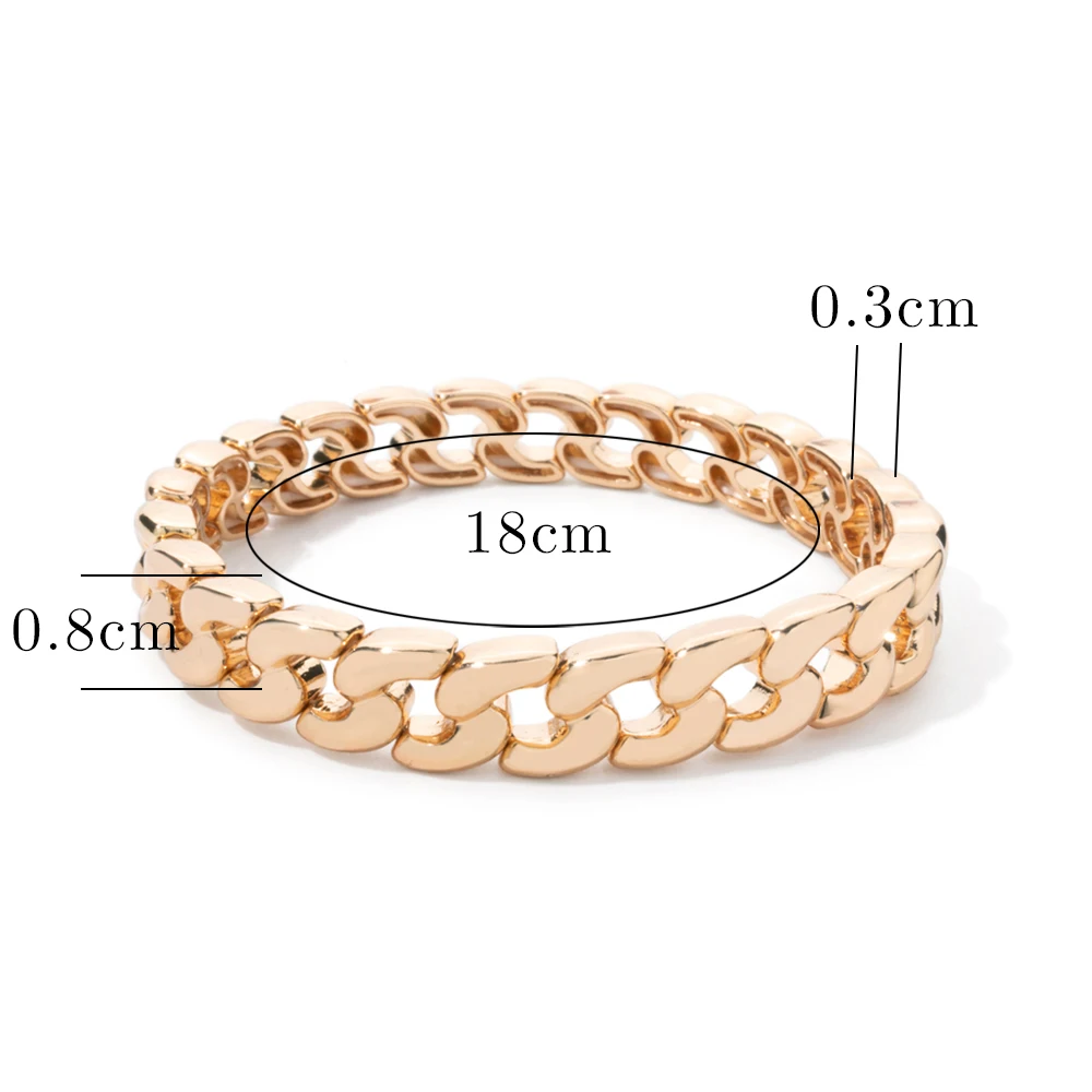 Gold Color Link Chain Bangle For Women Golden Elastic Beaded Hand Bracelets Sets