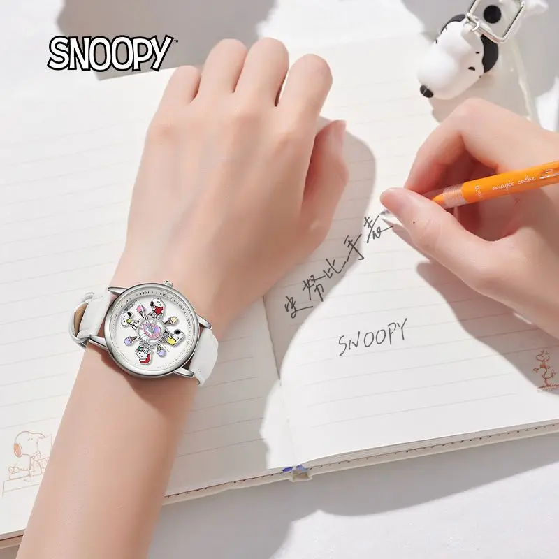 New Snoopy Animation Peripheral Cartoon Cute Waterproof Children\'s Watch Creative Kawaii Carousel Watch Holiday Gift Wholesale