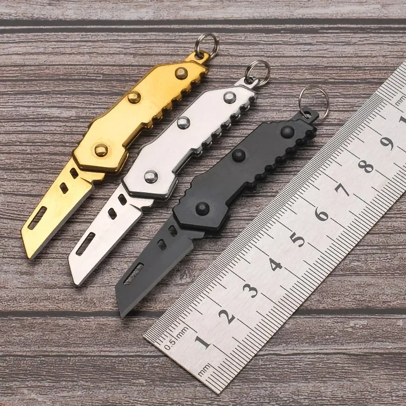 Multi Functional Mini Key Chain Small Folding Knife Camping Outdoor Self-defense Survival Tool Open Express Knife