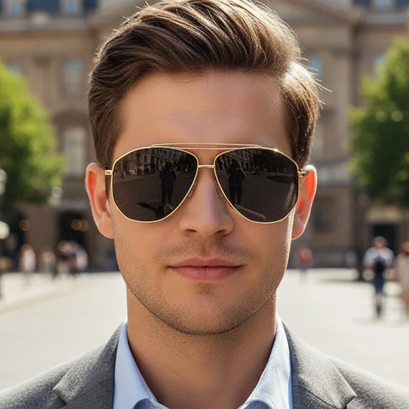 

Metal Pilot Sunglasses Unisex Oversized Square Sunglasses Outdoor Punk Goggles Retro Double Cross Sunglasses Men's Sunglasses