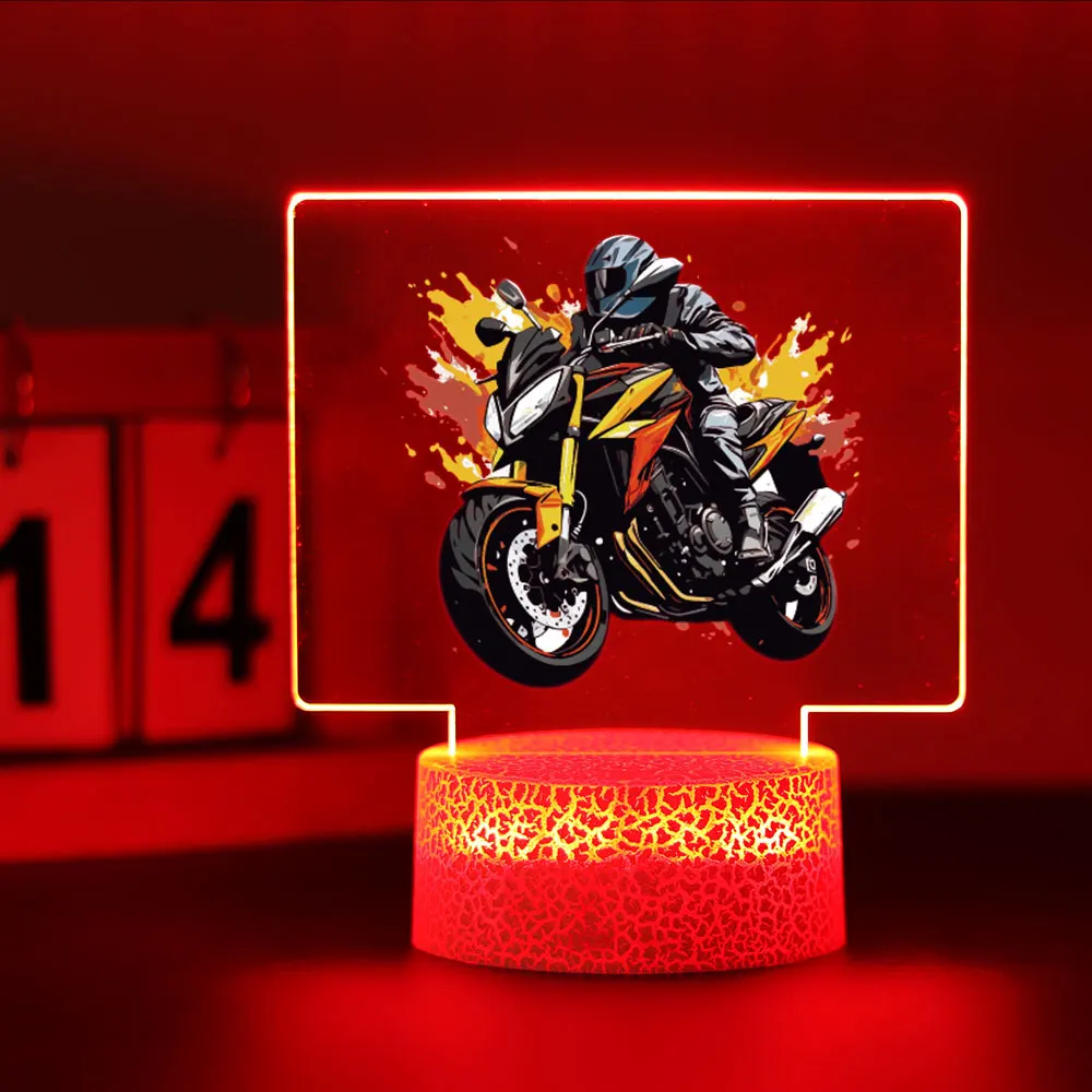 Motocicleta Print Night Light para quarto, Fashion Motor Lamp, Desk Decor, Presente de aniversário