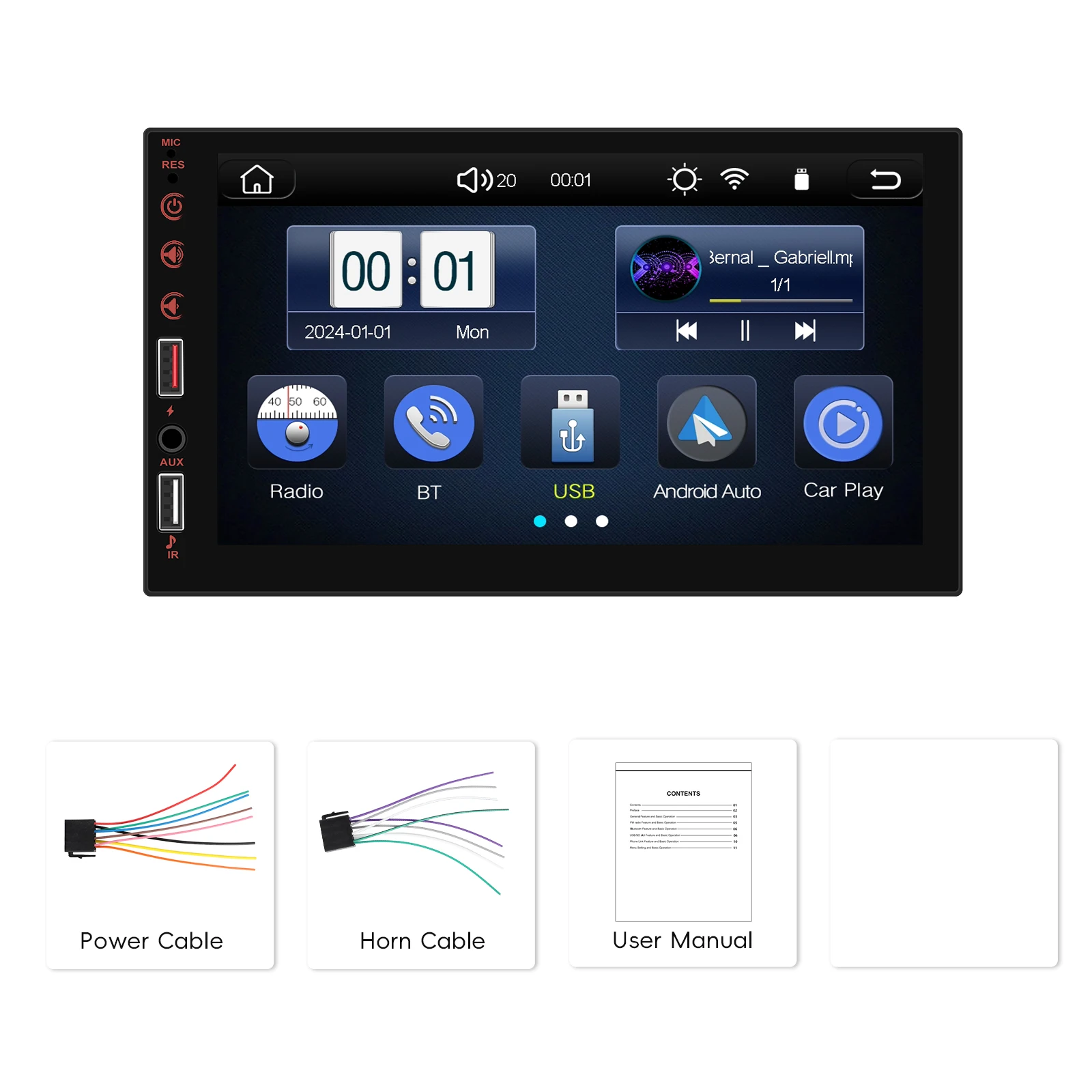 Podofo 7 "2din draadloze CarPlay MP5-speler Draadloze Android Auto Universele hoofdeenheid FM Stereo HD touchscreen multimediaspeler