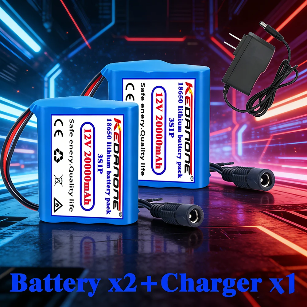 

New 12V 20000mAh 3S1P 18650 Lithium Ion Rechargeable Battery Pack 12.6V Protection Board Included with Charger Rechargeable