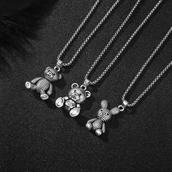 Hipster Male Hip Hop Bear Titanium Steel Pendant Necklace Bunny Bungee Di With Personalized Necklace Jewelry Birthday Gift 2022