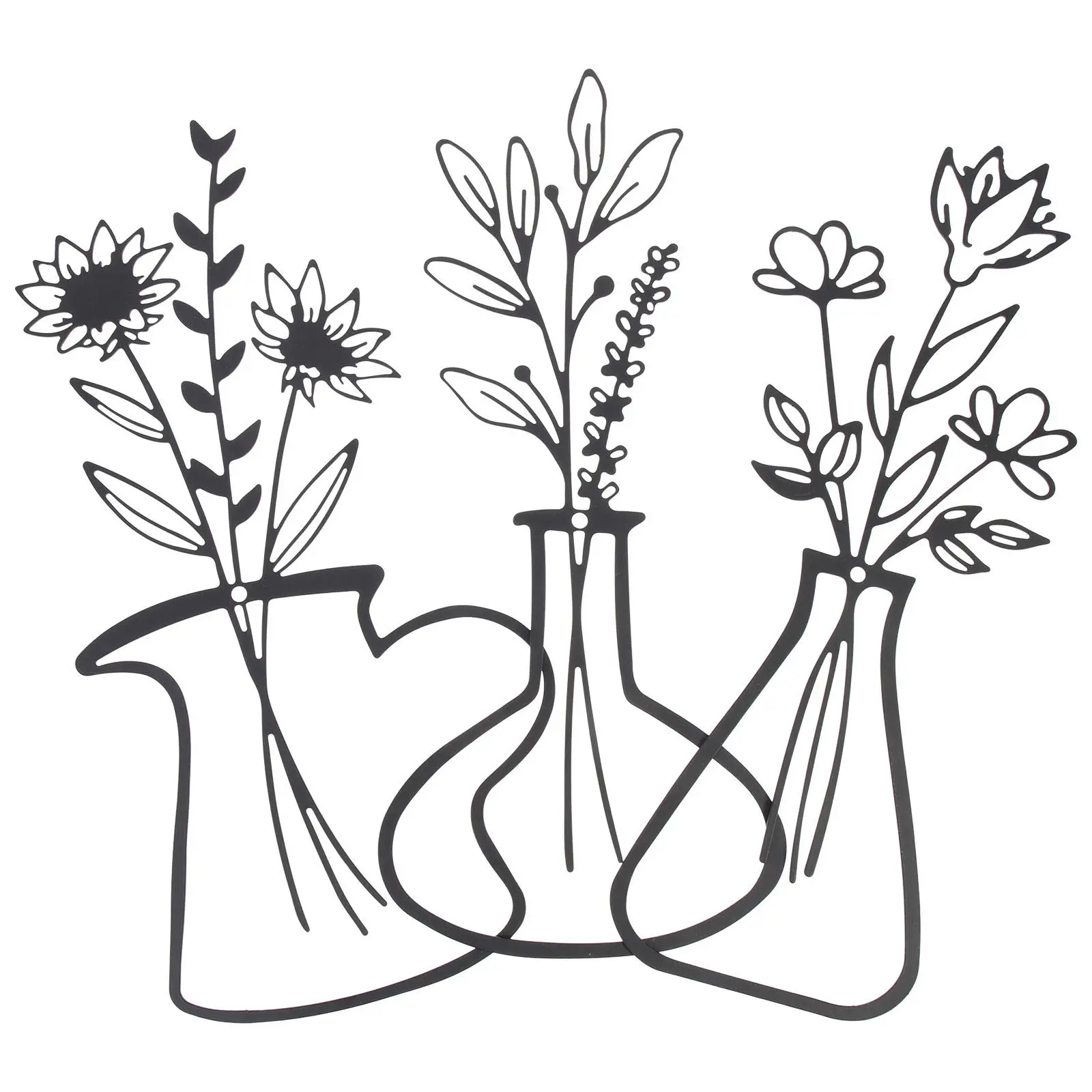 3Pcs Iron Vase Design Wall Pendant Indoor Outdoor Decor Unique Hanging Adorn for Living Room Bedroom Wall Decor
