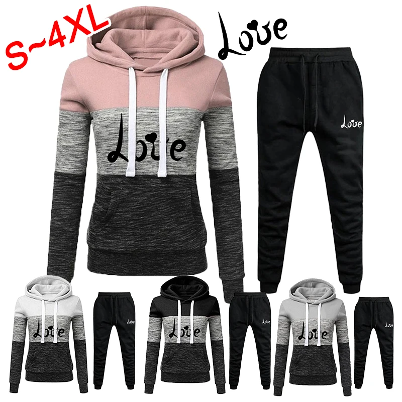 

2023 New Women's Jogging Set Printed Hooded Sports Top and Pants Women's Leisure Sports Hooded Set