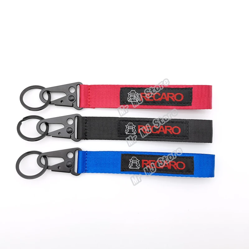 Car Styling JDM Racing RECARO Keychain Nylon Embroidery Lanyard for Jeep Ford HONDA Mitsubishi SUZUKI TOYOTA Auto Accessories