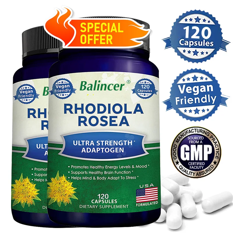 Rhodiola Rosea - BioPerine Helps Improve Absorption, A Powerful Adaptogen That Supports Healthy Energy, Mood, Stress & Brain