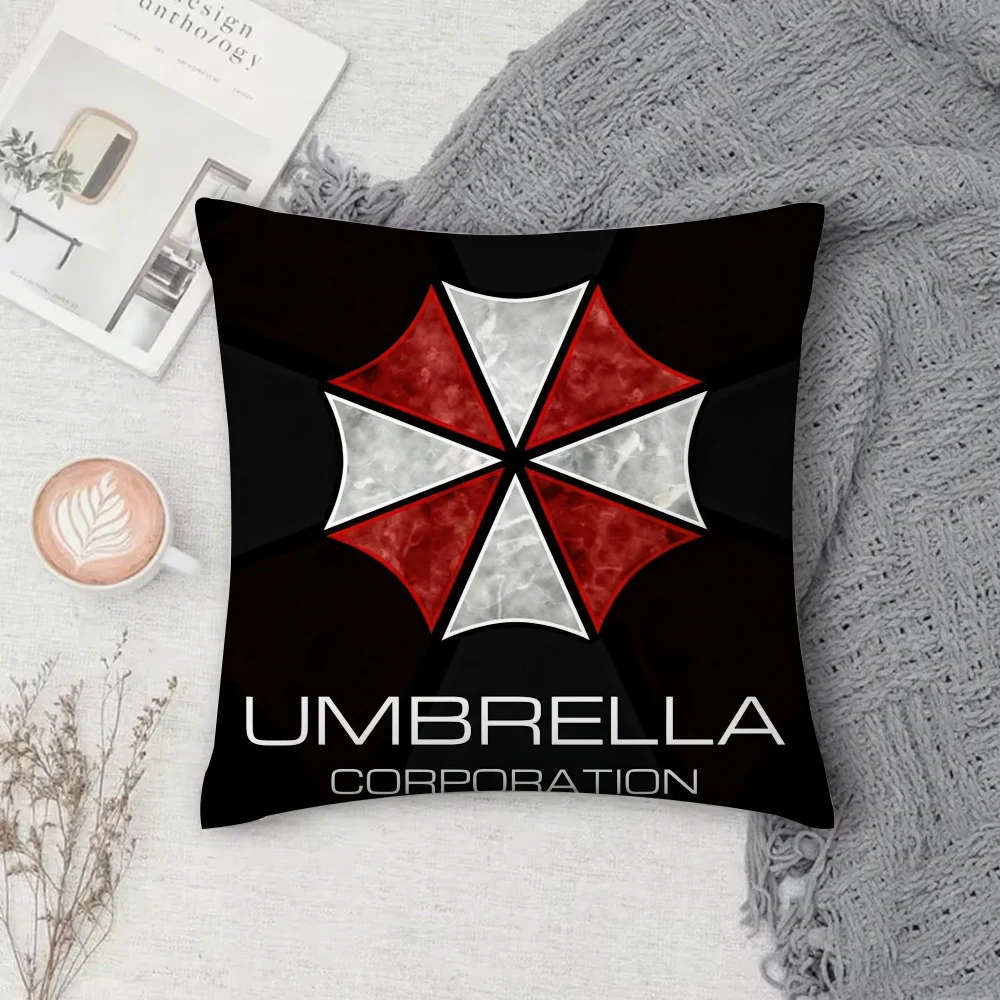 لعبة R-Resident E-Evil U-Umbrella كيس وسادة مربع على الوجهين الطباعة قصيرة أفخم غطاء وسادة أريكة غرفة نوم السرير وسادة #3