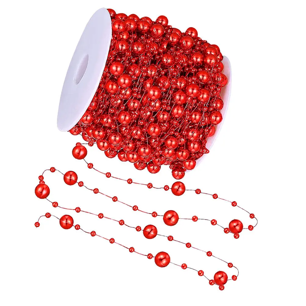

Бусины-цепочки для рождественской елки, нити из искусственного жемчуга, регулируемая длина, для рукоделия, украшения, гирлянды, сверкающие, элегантные