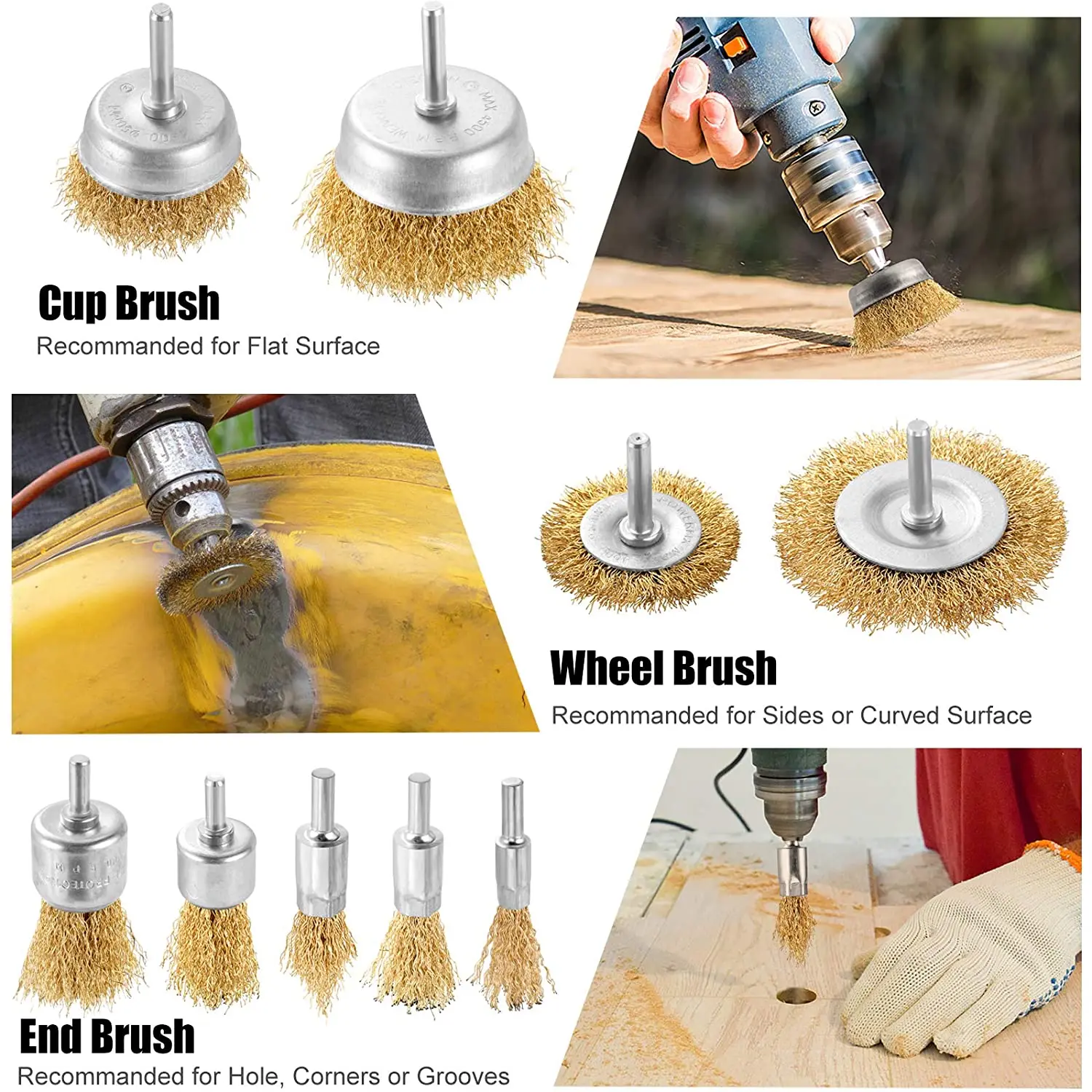 Copper Wire Brush Abrasive Buffing Polishing Wheels For Grinder Rotary Tool Cutting Rotary Brush