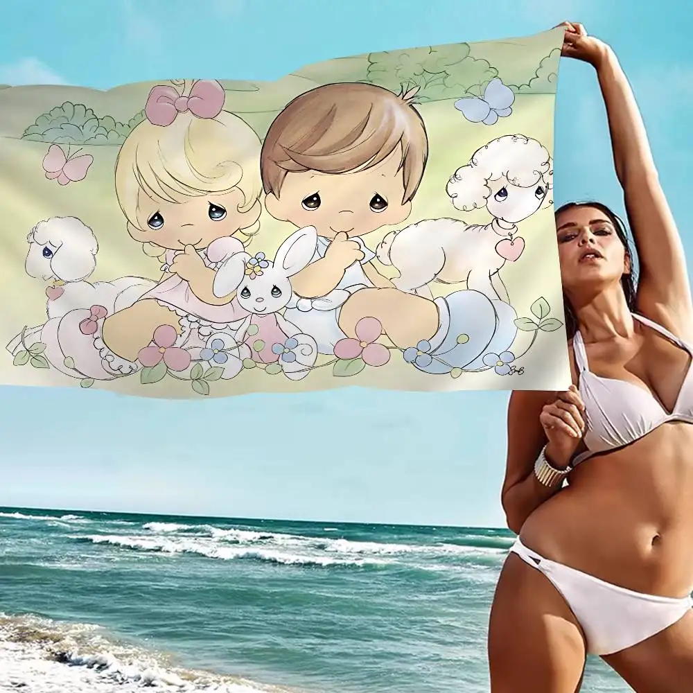 Precious Moments Cute Bath Towel Microfiber Soft Water Absorbing Breathable For Girl Kids Decorative Cartoon Beach Towel