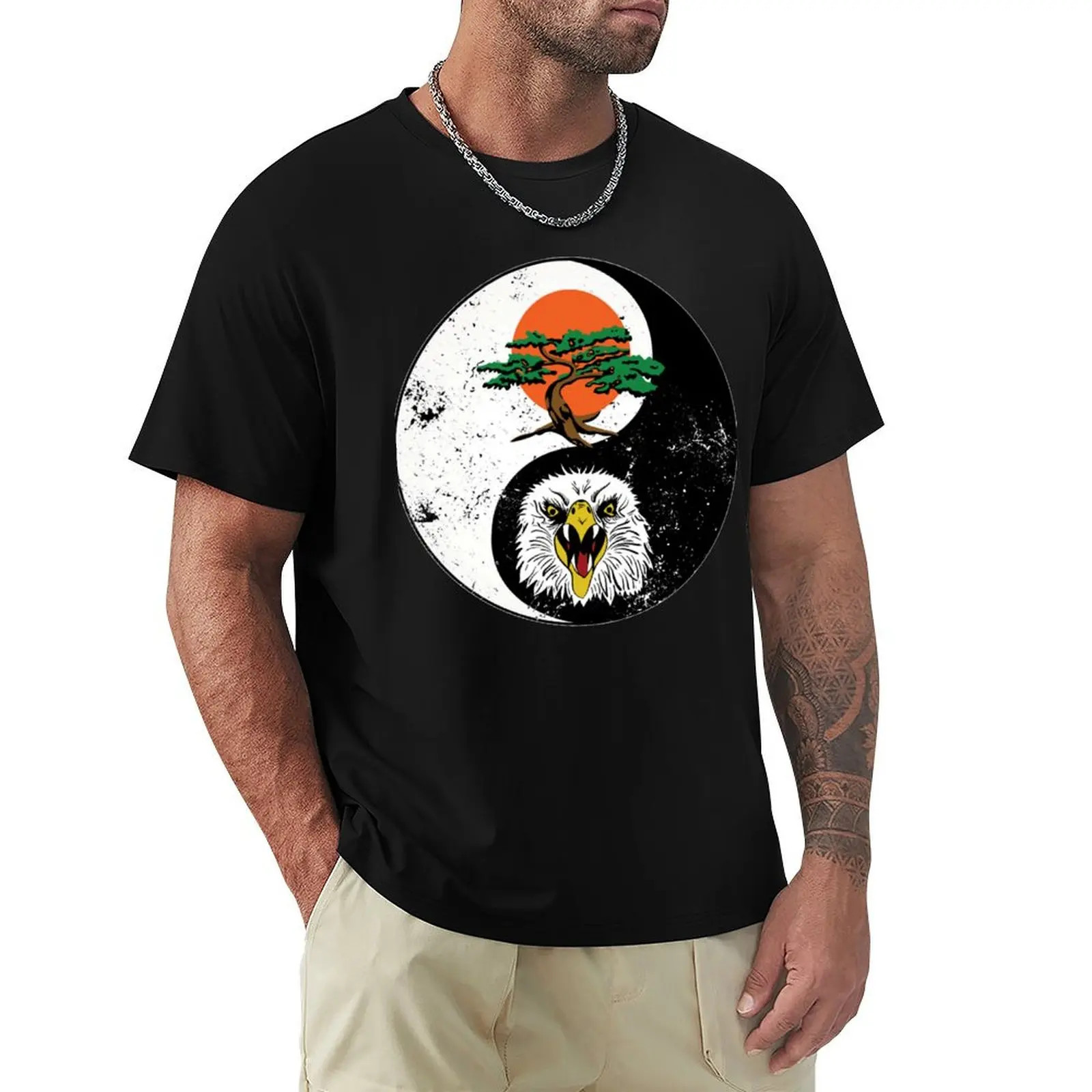 Miyagi do karate tree logo and Eagle fang karate T-Shirt Abstract Pattern Print Top