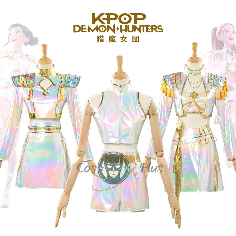 فيلم KPop شيطان الصيادين رومي زوي ميرا تأثيري حلي ملونة الذهب الأبيض فستان الكبار الاطفال هالوين عرض مسرحي ملابس للحفلات #1