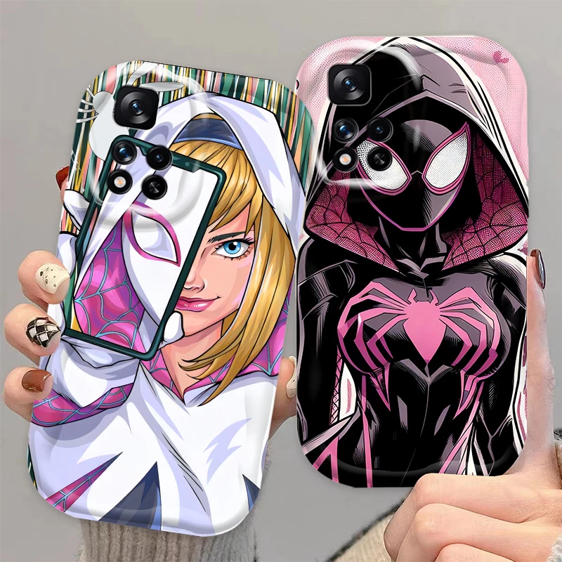 Spider-Woman M-Marvel For Xiaomi Redmi Note 13 12 12S 11S 11 10 9 8 10A 9C 9T Pro Plus 5G Wave Oil Cover Phone Case