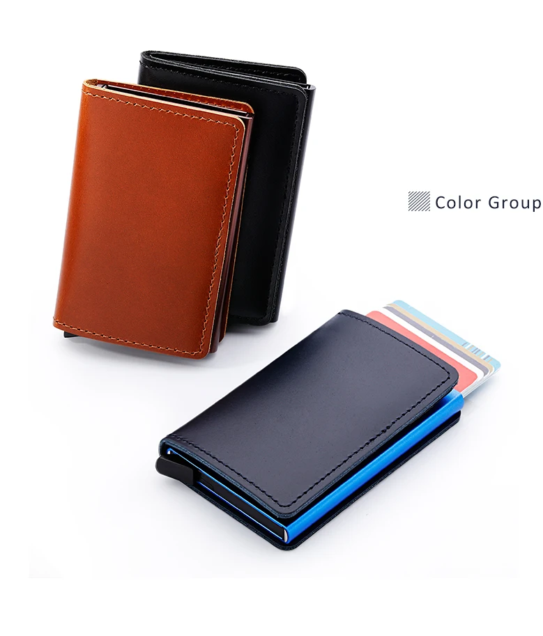 Luxury Business Leather Wallets For Man Women Fashion Mini Purse Large Capacity Smart Bag with RFID Function