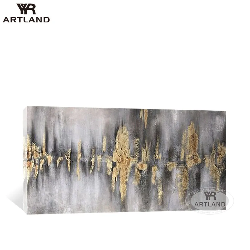 

Modern Abstract Gray And Golden Picture For Room Decor Wall art Poster Handmade Oil Painting On Canvas For Living Room Bedroom