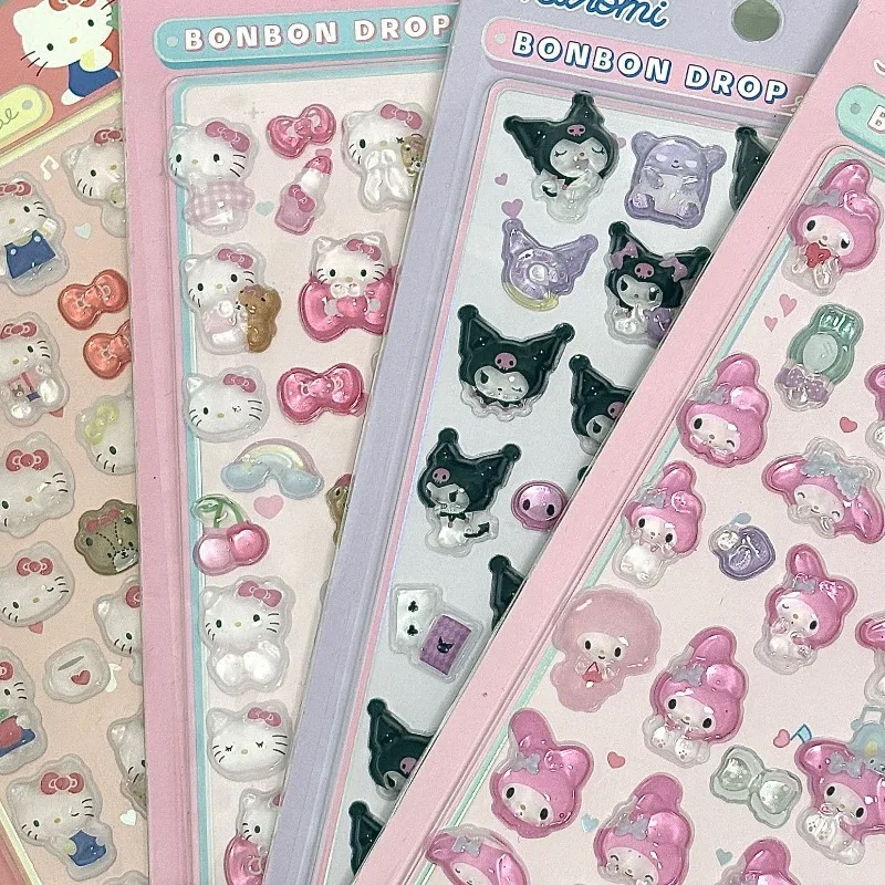 Милые Sanrio Hello Kitty DIY 3D рельефные декоративные наклейки модный мультфильм Kuromi Cinnamoroll чехол для телефона креативное украшение подарок
