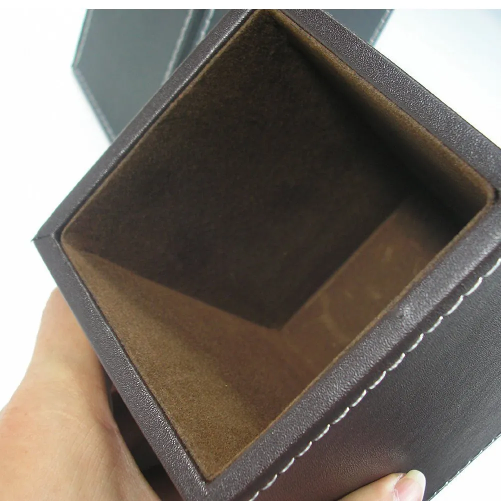 1Pcs Elegant PU Pen Pot Simple Stylish Desktop Organizer for Pens Pencils Rulers Office Supplies Home Decor Gift Brown