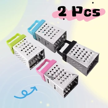 미니 수동 야채 커터, 4 면 슬라이서, 스테인레스 스틸 강판, 주방 도구, 당근 과일 치즈, 2 개