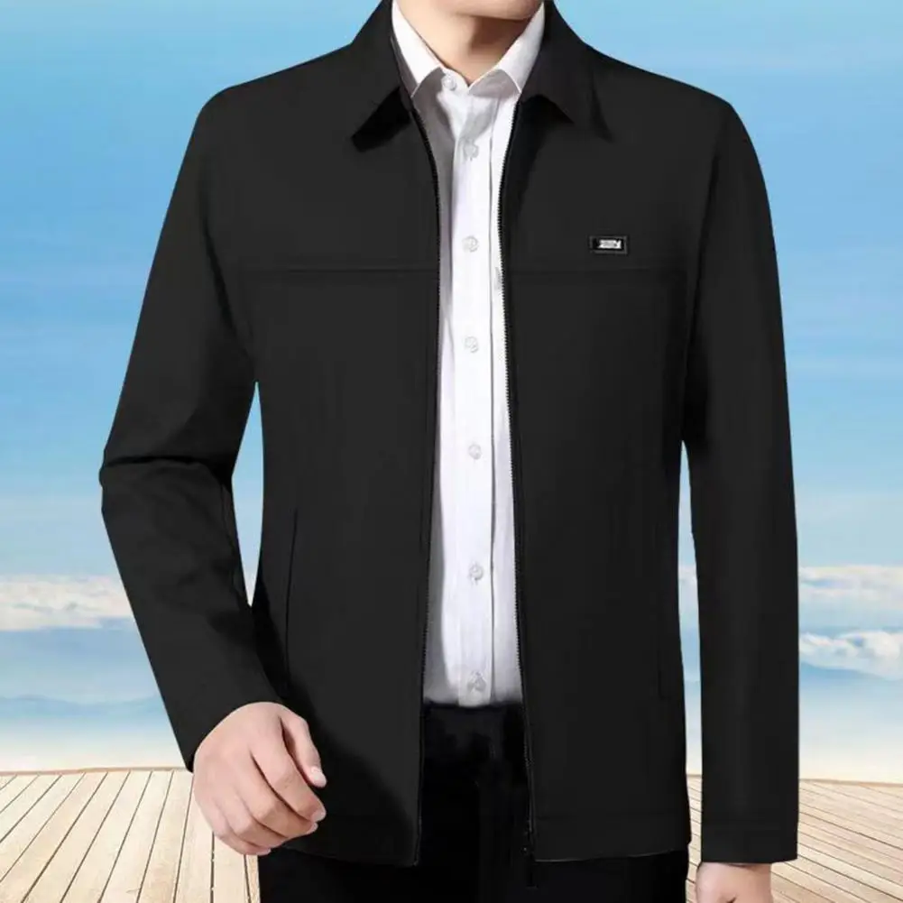 Spring Jacket Simple Long Sleeve Men Coat  Wear-resistant Spring Loose Solid Color Thin Coat Trend