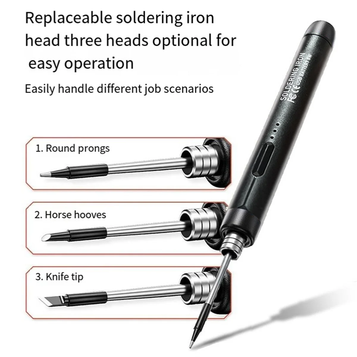 ABQR C210 Soldering Iron Tip USB Soldering Iron Tip 5V Battery Soldering Iron Tip Soldering Rework Accessories 3Pcs