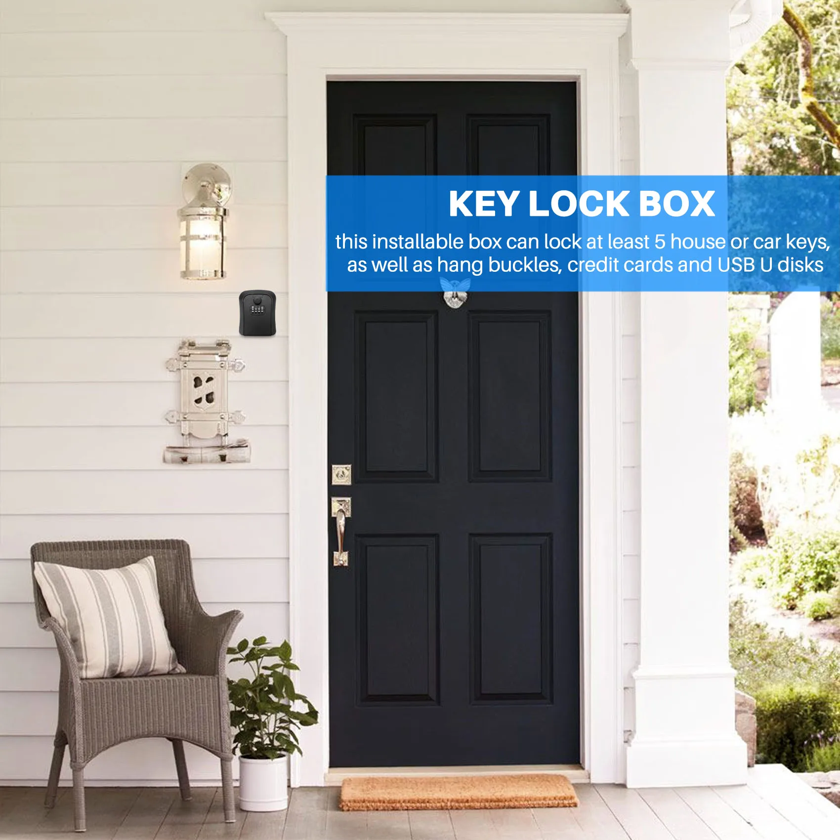 صندوق قفل مفتاح مثبت على الحائط ، تخزين مفتاح مكون من 4 أرقام ، سبائك الزنك