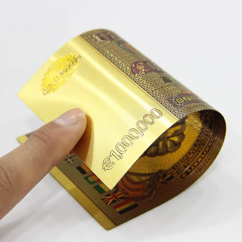 Gold Foil Banknote One Million Colored Euro Paper Note European Replica Currency for Collection Currency Crafts