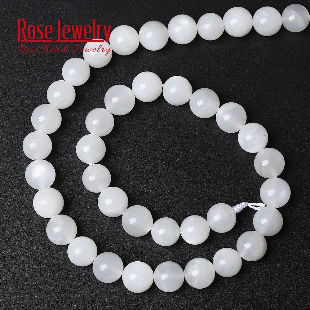AAAAA Quality Natural White Moonstone Beads Round Loose Stone Beads 15\