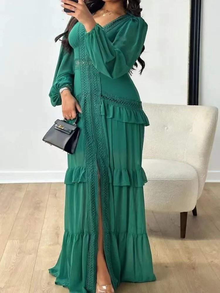 

Fashion New Women Elegant Casual Midi Party Dress Vintage Chic Hollow Out Prom Vestidos Female Spring Summer Clothes Robe
