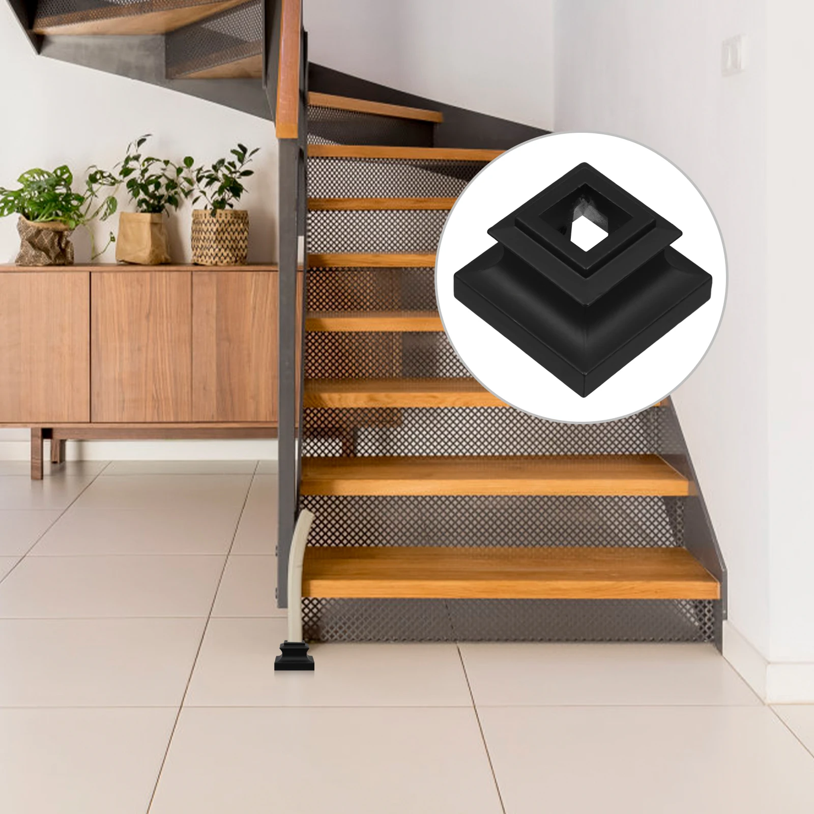 

6pcs Iron Baluster Shoes Square Metal Post Wrap Durable Stair Balusters Level Shoe Molding Heavy Duty Deck Baluster Connectors