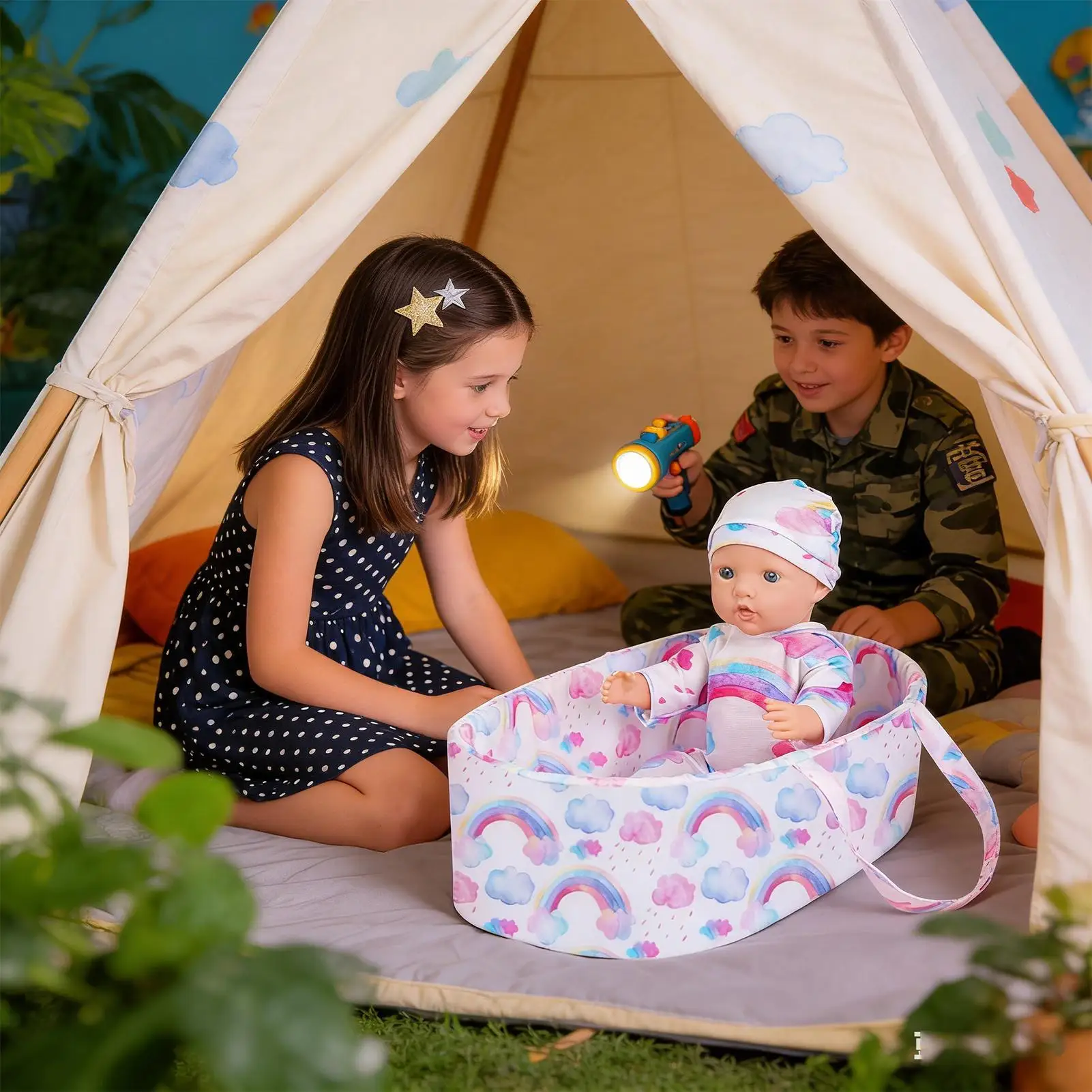 Abbigliamento per bambole Set da gioco da 18 pollici Set di vestiti per bambole giocattolo di moda realistico per bambini Ragazza Soggiorno Casa Desktop interno